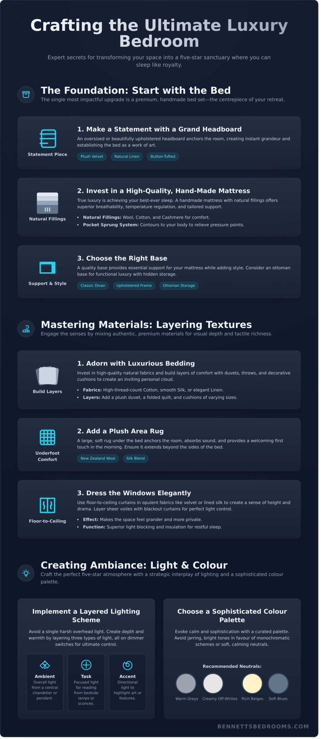 Luxury Bedroom Ideas: How to Create a Five-Star Sanctuary - Infographic