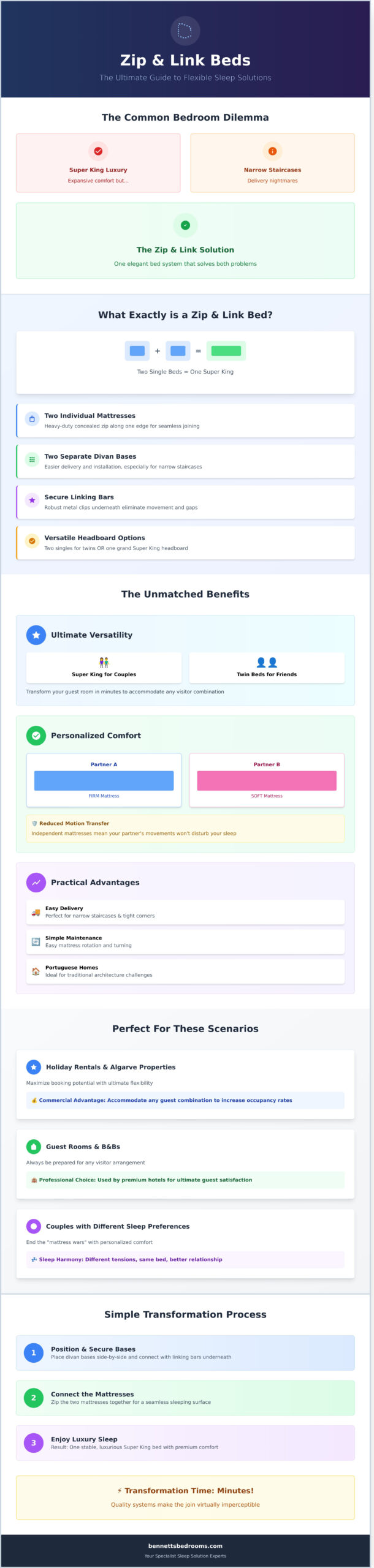 Zip and Link Beds: The Ultimate Guide to Flexible, Luxurious Sleep - Infographic