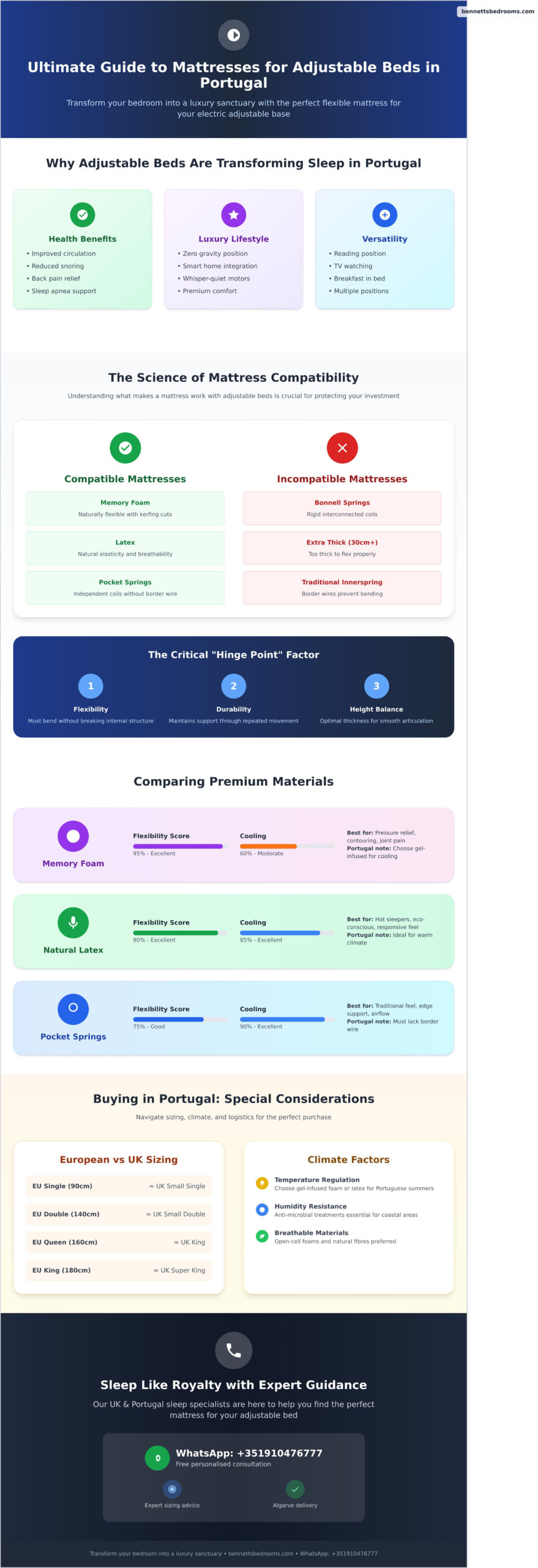 The Ultimate Guide to Choosing a Mattress for Adjustable Beds in Portugal (2026) - Infographic